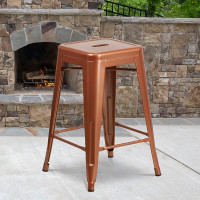 Flash Furniture ET-BT3503-24-POC-GG 24''H Backless Indoor-Outdoor Counter Height Stool in Copper